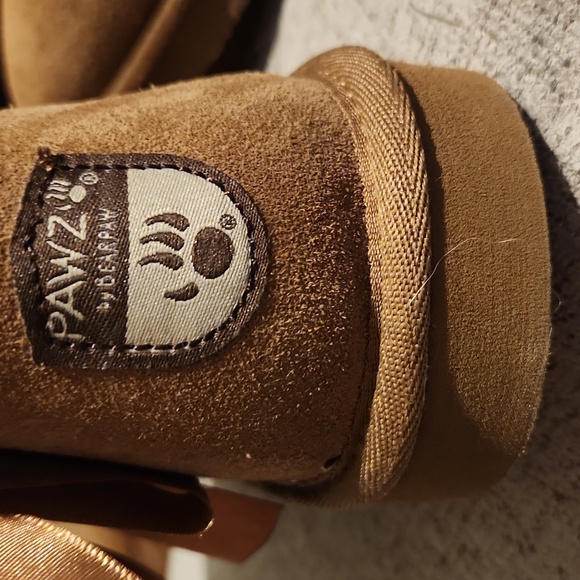 Paw by BEARPAW Amelia Boot Wool Liner, Bow In Hickory Size 8 NWOT - Picture 4 of 9